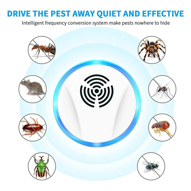4 balenia ultrazvukových odpudzovačov škodcov, elektronický odpudzovač škodcov, zástrčka do zásuvky pre vnútorné použitie, pre domácu garáž, zástrčka US
