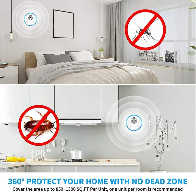 4 balenia ultrazvukových odpudzovačov škodcov, elektronický odpudzovač škodcov, zástrčka do zásuvky pre vnútorné použitie, pre domácu garáž, zástrčka US