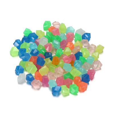 300 buc/pachet, 14 mm, formă neregulată, pietriș luminos de grădină, piatră de rășină luminoasă pentru grădină și decorarea rezervorului de pește, pietre colorate