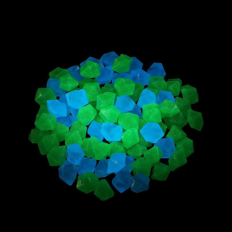 300 buc/pachet, 14 mm, formă neregulată, pietriș luminos de grădină, piatră de rășină luminoasă pentru grădină și decorarea rezervorului de pește, pietre colorate