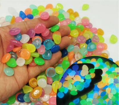 300 buc/pungă Pietre luminoase în aer liber care strălucesc în întuneric Pietrele de grădină decor pentru acvariu de pește Pietriș de pietriș Pietre de acvariu Mix de culori