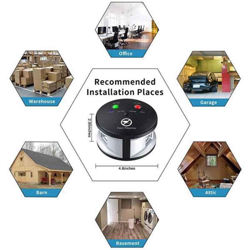 Odpudzovač hlodavcov Riple, ultrazvukový odpudzovač škodcov, tlaková vlna, vnútorný pre myši, potkany, pavúky, 360 stupňov, zástrčka UK
