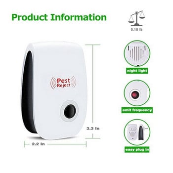 Ultrasonic Pest Repeller 8 Packs, Electronic Plug In Indoor Pest Repell-Ent, Για σπίτι, γραφείο, αποθήκη, ξενοδοχείο, βύσμα ΗΠΑ