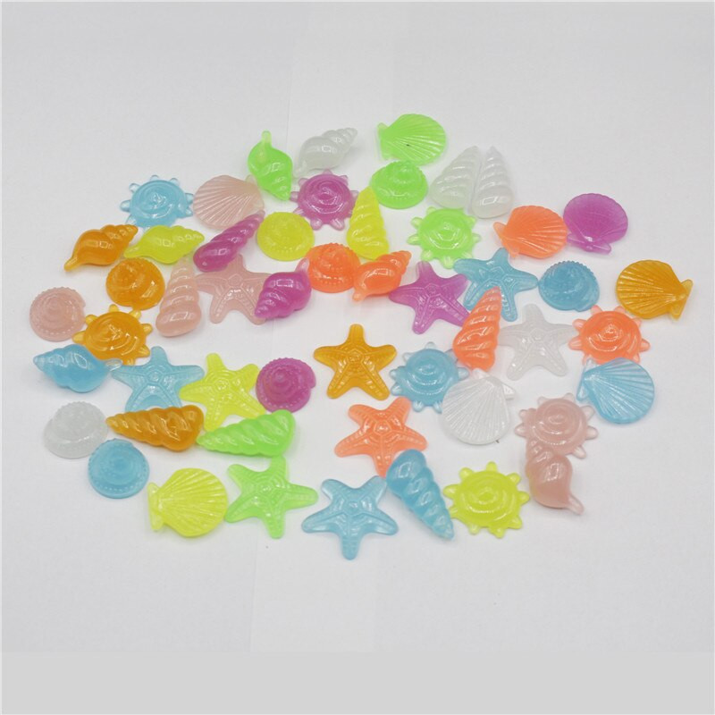 80 ks svietiace kamene v tvare mušle, hviezdicová mušľa pre akvárium, nádrž na ryby, bazén, záhradnú dekoráciu, svietiace v tme kamienky