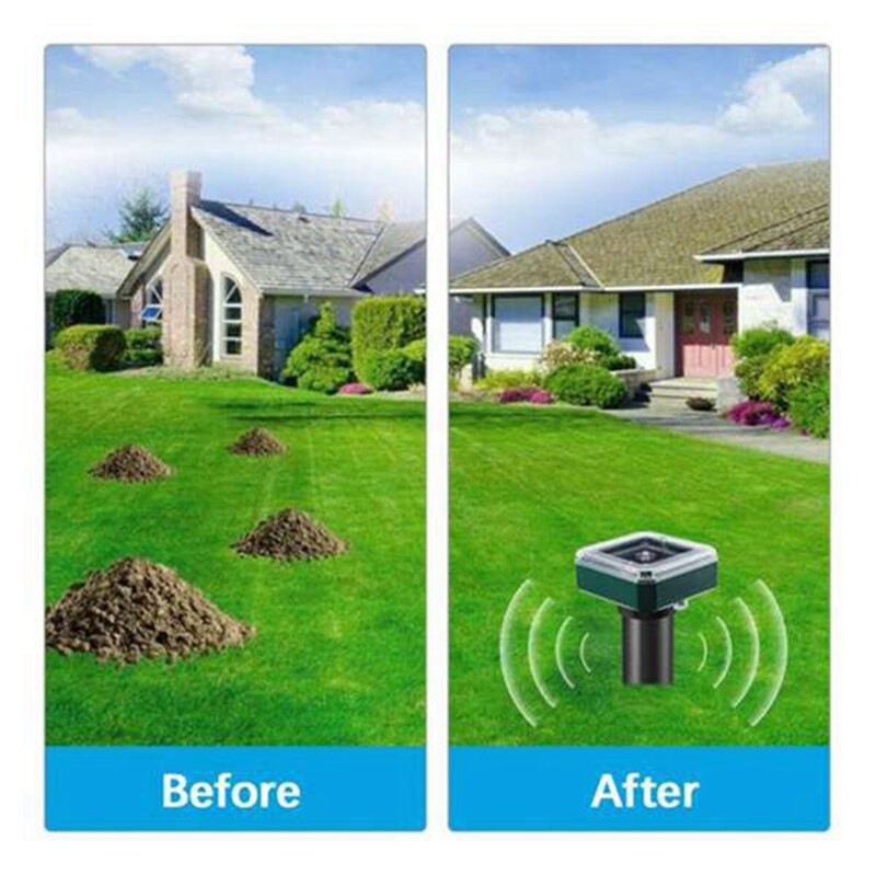 2 ks solárny ultrazvukový LED vibračný odpudzovač hadov, elektronický odpudzovač hadov pre záhradu, dvor, farmu atď.