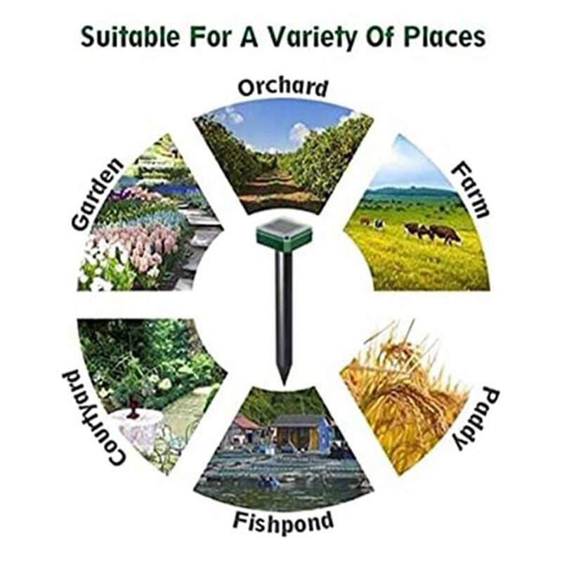 8 ks vonkajší solárny ultrazvukový vibračný odpudzovač hadov, elektronický odpudzovač hadov, záhrada, dvor, farma atď.