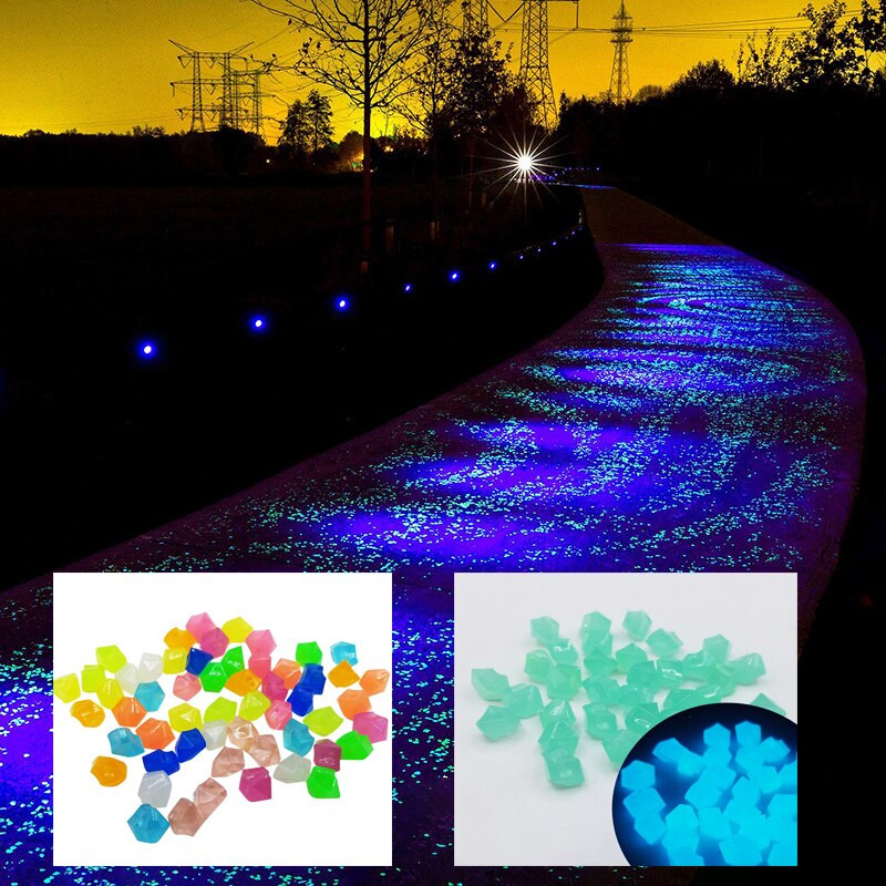 100 vnt. Sodo puošmena Šviečiantys akmenukai Akmenys švyti tamsoje Dekoratyviniai akmenukai Akvariumo akmenukai Akvariumo uolos