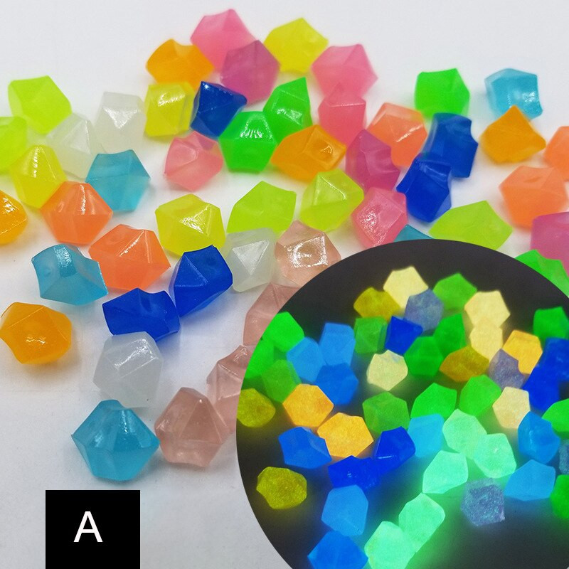 100 vnt. Sodo puošmena Šviečiantys akmenukai Akmenys švyti tamsoje Dekoratyviniai akmenukai Akvariumo akmenukai Akvariumo uolos