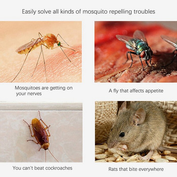 Ултразвуков репелент за вредители, вътрешен плъгин репелент за вредители, електронен репелент за комари, мухи, плъхове