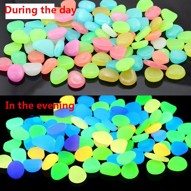 Záhradná dekorácia, svetelné kamene, svietiace v tme, dekoratívne kamienky, vonkajšia dekorácia akvária, kamienkové kamene, mix farieb