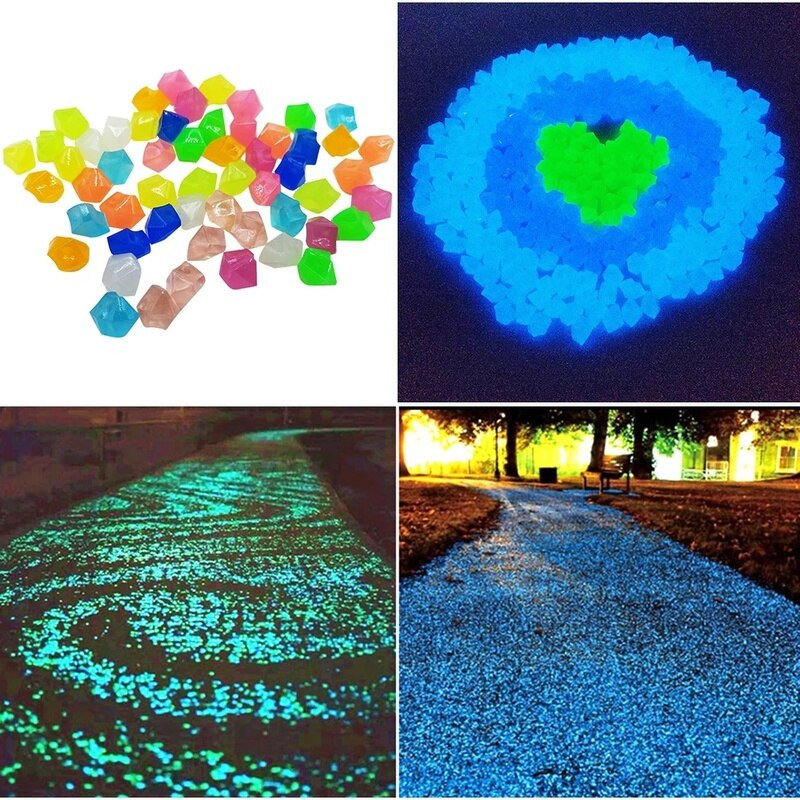 300 de bucăți Pietre luminoase de exterior Pietrele decorative de grădină Decorație de exterior Pietriș de pietriș Pietre de acvariu Mix de culori pentru grădină