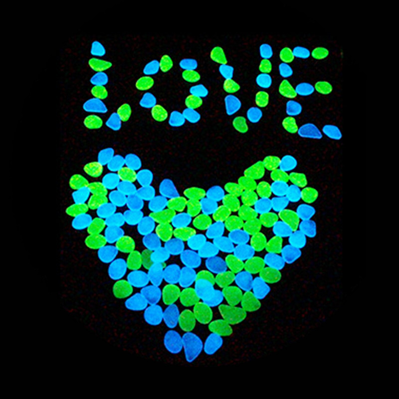 100 buc Pietriș care strălucește în întuneric, albastru, verde, pietre luminoase mixte, pietre pentru grădină, peluză, curte, alee, alee, decorațiuni, bricolaj