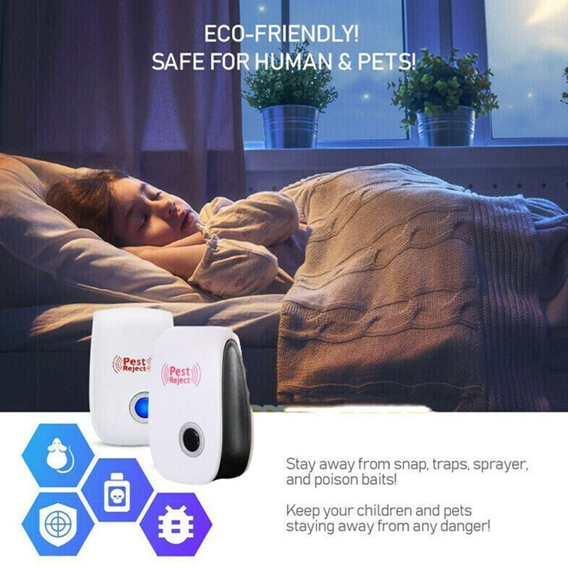 Elektrický ultrazvukový odpudzovač škodcov, proti komárom, hlodavcom, hmyzu, švábom, zástrčka US