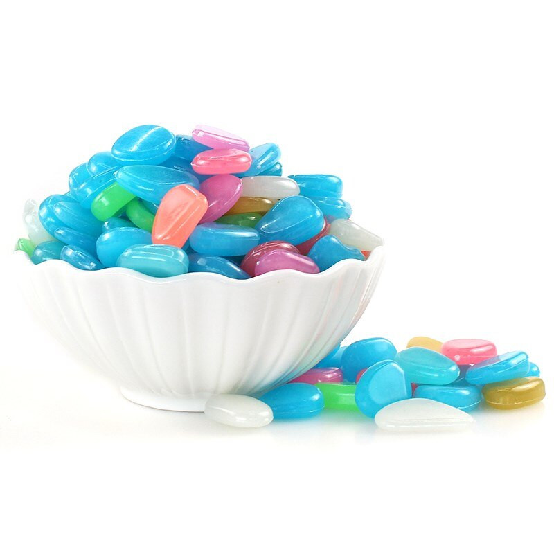 100 vnt Švyti tamsoje sode Akmenukai Švyti akmenys Uolos takams Sodo takas Terasa Veja Sodo kiemo dekoras Šviečiantys akmenys