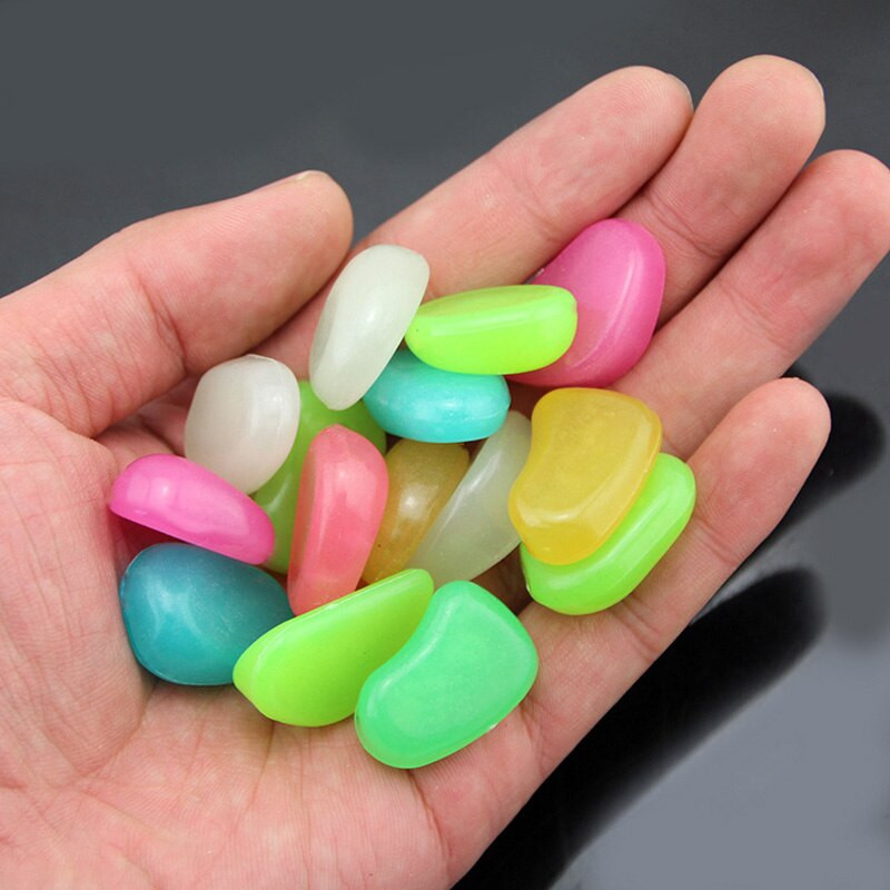 100 vnt Švyti tamsoje sode Akmenukai Švyti akmenys Uolos takams Sodo takas Terasa Veja Sodo kiemo dekoras Šviečiantys akmenys