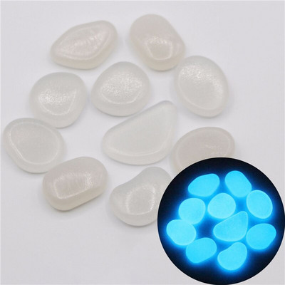 100 vnt šviečiančių akmenukų fluorescencinių žvyro akmenų tamsoje šviečiančių sodo kiemo dekoracijoms, šviečiančioms žuvų akvariume