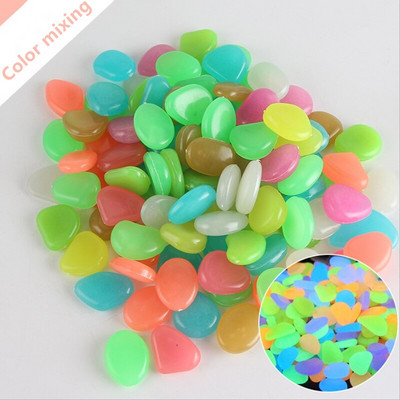 100 pakuočių įvairių spalvų Neprivalomas spalvingas šviečiantis akmuo Sodas Šviečiantis lauko dekoravimas Akmens apželdinimo akmenukais