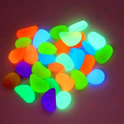 100 buc/pachet Decor pentru grădină Pietre luminoase care strălucesc în întuneric Pietricele decorative Decorarea rezervorului de pește în aer liber Pietriș pietriș acvariu