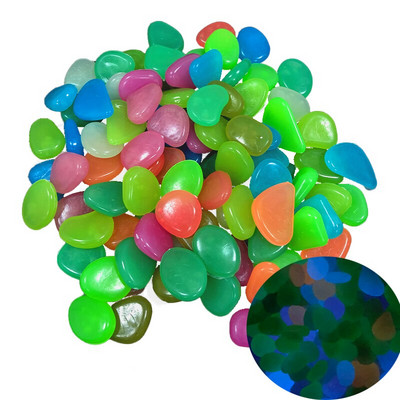 100 vnt./pak. Sodo dekoras Šviečiantys akmenys tamsoje šviečiantys dekoratyviniai akmenukai lauko akvatoriumi apdaila akmenukų uolų akvariumas