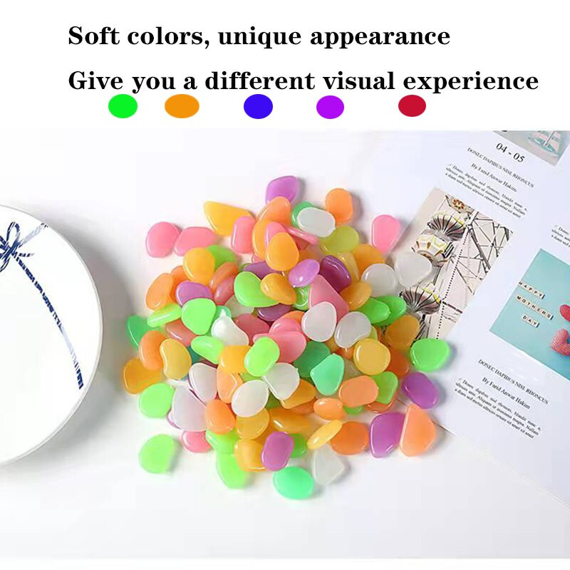 100 vnt./pak. Sodo dekoras Šviečiantys akmenys tamsoje šviečiantys dekoratyviniai akmenukai lauko akvatoriumi apdaila akmenukų uolų akvariumas