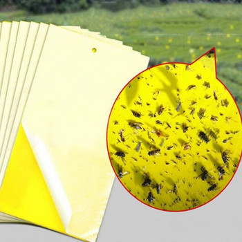 30-100 τμχ Ισχυρές παγίδες για μύγες φρούτων Bugs κίτρινο Sticky Board καταπολέμηση παρασίτων εντομοκτόνος χάρτινη παγίδα διπλής όψης για εξόντωση παρασίτων