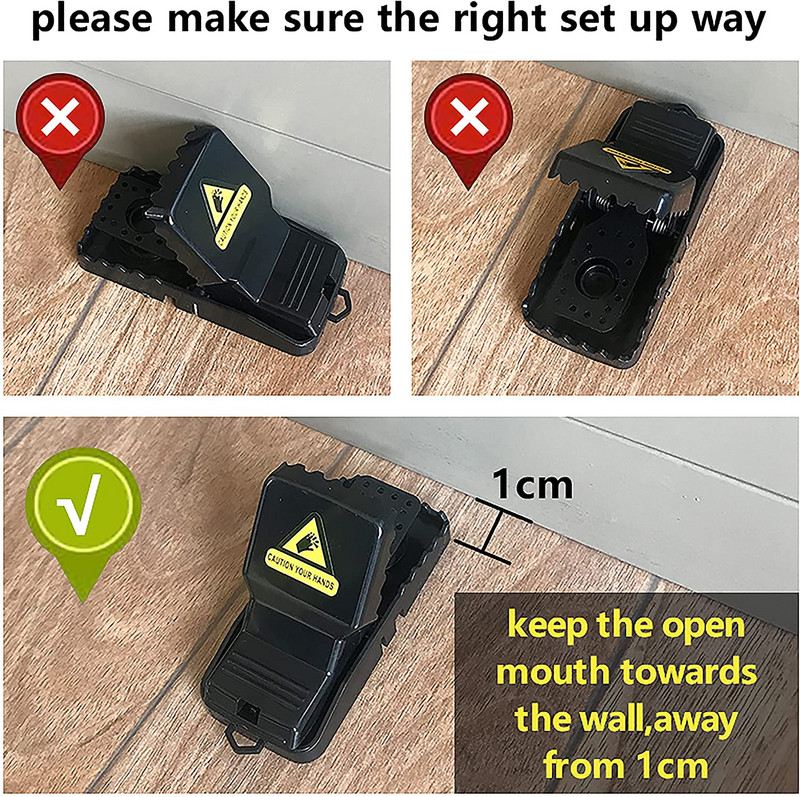 6PC Капани за мишки за многократна употреба Капани за мишки за закрито и открито, които убиват незабавно Бързо ефективен, силно чувствителен улов на гризачи