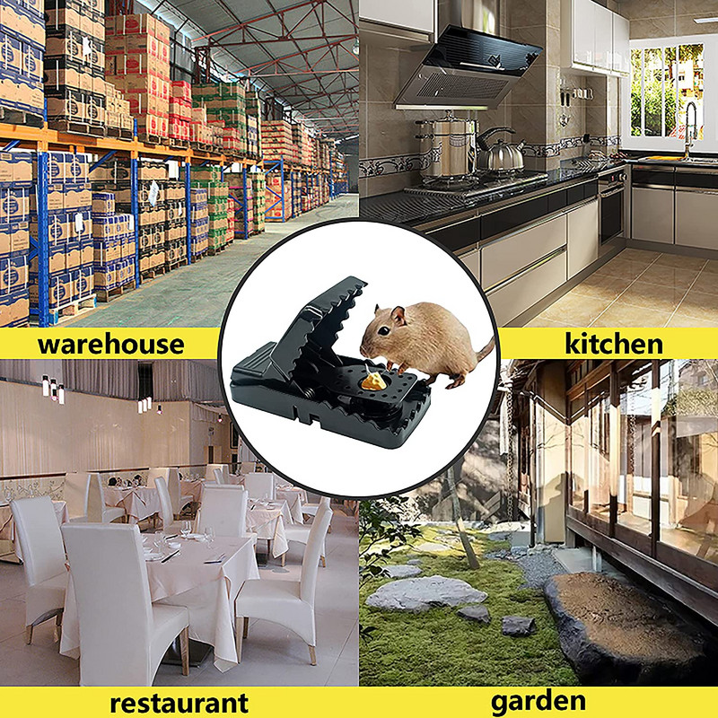 6PC Капани за мишки за многократна употреба Капани за мишки за закрито и открито, които убиват незабавно Бързо ефективен, силно чувствителен улов на гризачи
