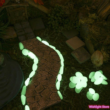 50 τεμ. Λάμψη στον σκοτεινό κήπο Βότσαλα Λάμψη Πέτρες Βράχοι για Πεζοδρόμια Μονοπάτι κήπου Αίθριο Γαλλικό κήπο Αυλή Διακόσμηση Φωτεινές πέτρες