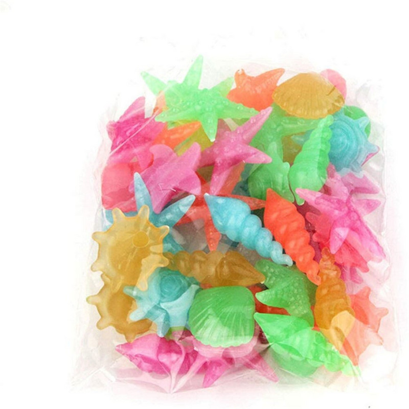 Akvárium svietiace v tme záhrada Rybia mušľa hviezdica lastúra kamienky tvarované svietiace kamenné dlažobné kocky dekorácia akvárium