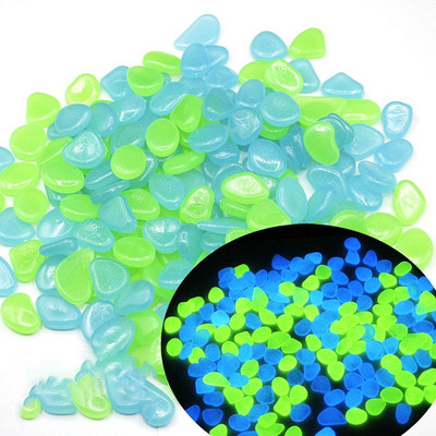 100 vnt sodo akmenukai šviečiantys akmenys uolos sodo kiemo dekoras Šviečiantys akmenys akvatorijos akmenys akvariumo akmenukai mėlynai žalia