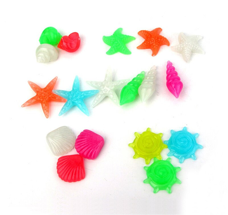 100 vnt. spalvingo švytėjimo tamsioje jūros žvaigždžių kriauklė šviesūs akmenys sodo augalų dekoravimui akvariume