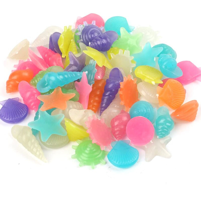 100 vnt. spalvingas švytėjimas tamsoje Jūros žvaigždžių kriauklė šviečiantys akmenys namų kraštovaizdžio dekoravimui augalas akvariumas žuvų bakas