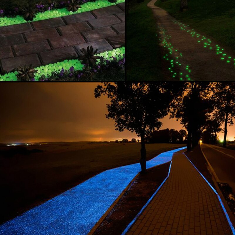 100 vnt tamsoje šviečiančių akmenukų sodo puošmena Šviečiantis akmuo Sodas Akvariumas Akvariumas Vejos kiemo kraštovaizdis Šviečiantis akmuo