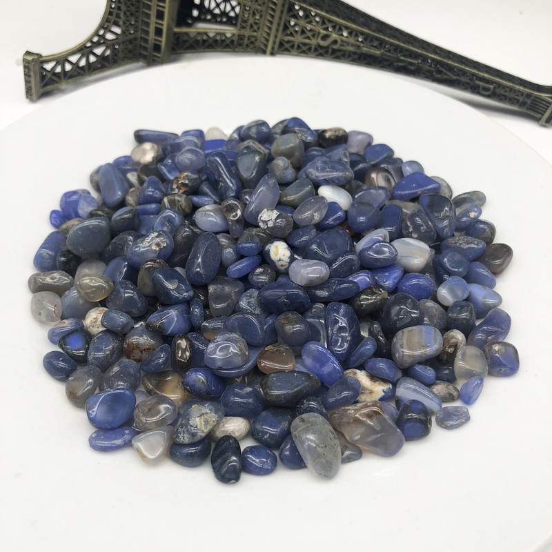 200G prírodný karneol modrý achát štrk krištáľ záhradný bytový dekor nepravidelný akvárium liečivá energia veľkoobchod