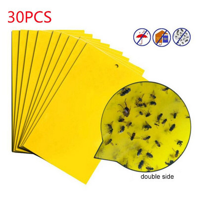 30-100 de bucăți Capcane puternice pentru muște bug-uri Placă lipicioasă cu două fețe prinderea afidelor insecte control dăunători muștele albe triple minator de frunze autocolant adeziv