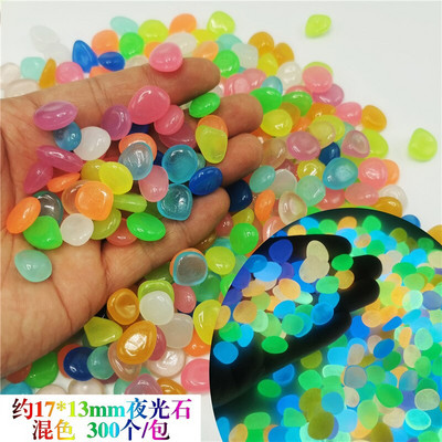 300τμχ Διακόσμηση κήπου Φωτεινές πέτρες λάμπουν σε σκούρο διακοσμητικά βότσαλα Διακόσμηση δεξαμενής ψαριών εξωτερικού χώρου Βότσαλο Βράχοι Ενυδρείο Μίξ Χρώμα