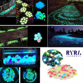 50/100 vnt Lauko kiemo Šviečiantys akmenys tamsiame sode Akmenukai Žuvies rezervuaro sodo puošmena Šviečiantis žėrintis priedas dovanai