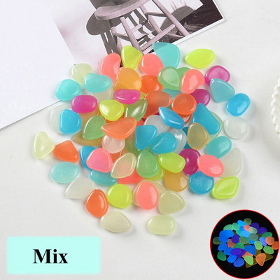 500 vnt. Sodo švytėjimas tamsoje Šviečiantys akmenukai takams Augalai Akvariumo dekoras Švytintys akmenys Akvariumo sodo apdaila