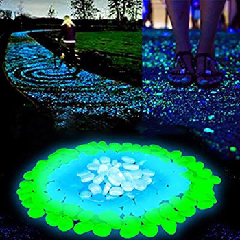 100/200Pcs Glow In The Dark Fish Tank Decoration Garden Pebbles Luminous Stones Rocks for Garden Walkways Path Patio Garden Yard