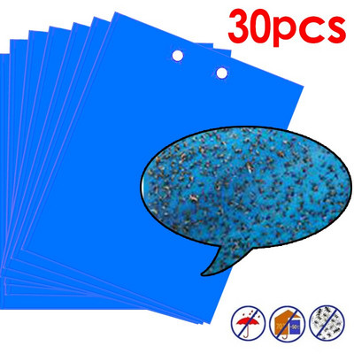 30 ks silných lepkavých pascí na muchy, lepkavých chytajúcich hmyz, vošiek, škodcov, vonkajšej muchárskej dosky, návnadových mušiek, dvojitých pascí, žltých