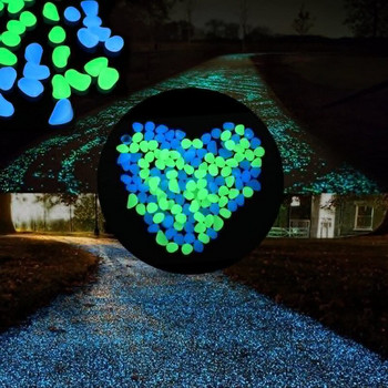 500 τμχ Garden Glow In The Dark Luminous Pebbles for Walkways Plants Διακόσμηση ενυδρείου Glow Stones Διακόσμηση κήπου δεξαμενής ψαριών