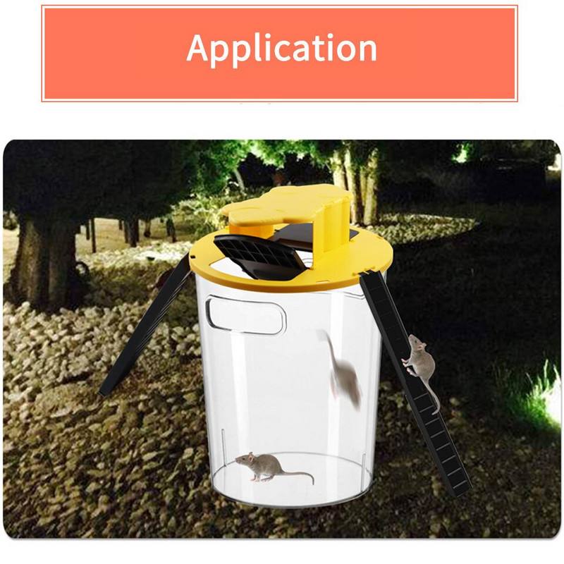 Daugkartinio naudojimo atverčiamas pelės gaudyklė automatiškai atstato plastikinį viduje ir lauke esantį slydimo kibiro dangtį Mirtinas spąstas Pelės durelių stiliaus daugiafunkcis fiksatorius