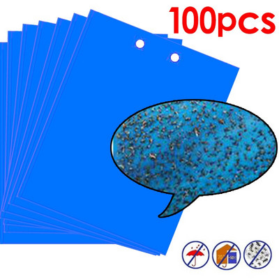 100 ks obojstranných lepidiel na nálepky, žlté, zavesné, lapač much, hmyz, zabijak hmyzu, kontrola škodcov pre balkón, záhradu, hospodárske zvieratá