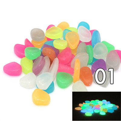 100 de bucăți de piatră artificială din rășină care strălucește în întuneric, pietricele de piatră luminoasă, colorată, pentru acvariu de pești, decor de grădină, pasarele DIY