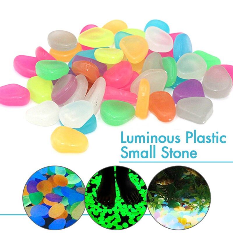100 de bucăți de piatră artificială din rășină care strălucește în întuneric, pietricele de piatră luminoasă, colorată, pentru acvariu de pești, decor de grădină, pasarele DIY