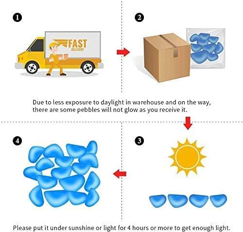 100 db Kerti kavics, világító kő szikla, sétány világító kavics, kültéri dekoratív akvárium akvárium kerti díszkő