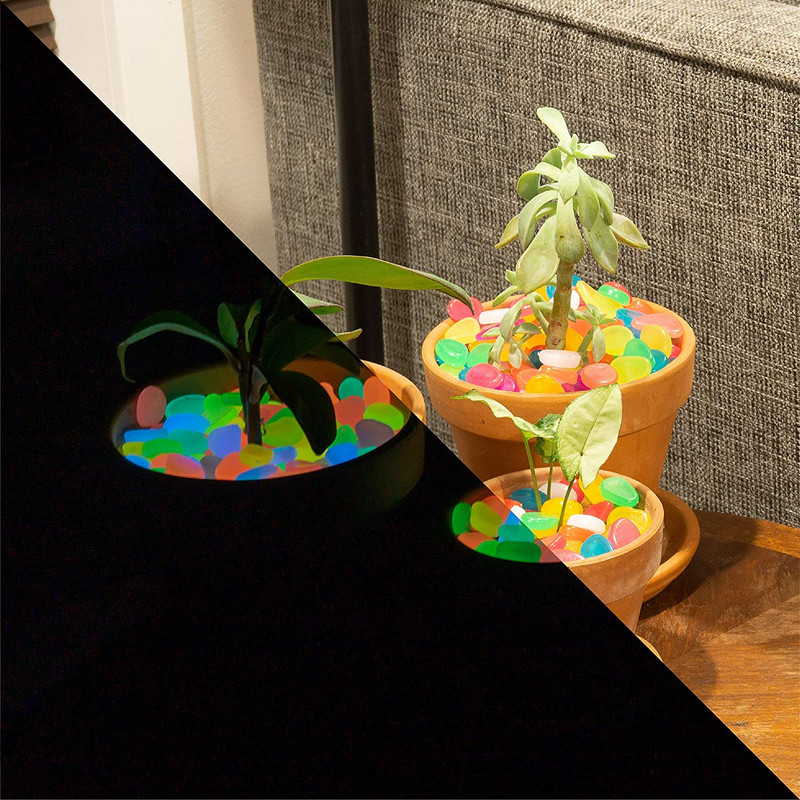 100 db Kerti kavics, világító kő szikla, sétány világító kavics, kültéri dekoratív akvárium akvárium kerti díszkő