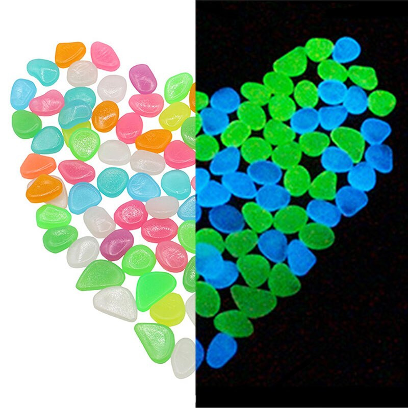 100 vnt šviečiantis akmuo, 20–30 mm dervos švytėjimas tamsiame akmenėlyje, dekoratyvinis mažas sodo akmuo, skirtas naudoti lauke viduje MUMR999