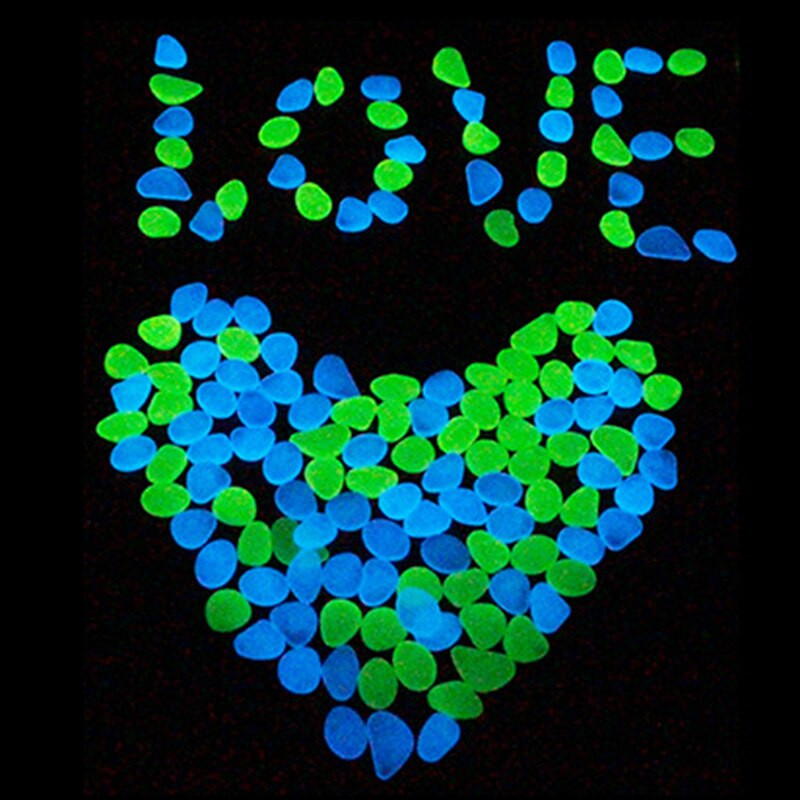 100 vnt šviečiantis akmuo, 20–30 mm dervos švytėjimas tamsiame akmenėlyje, dekoratyvinis mažas sodo akmuo, skirtas naudoti lauke viduje MUMR999