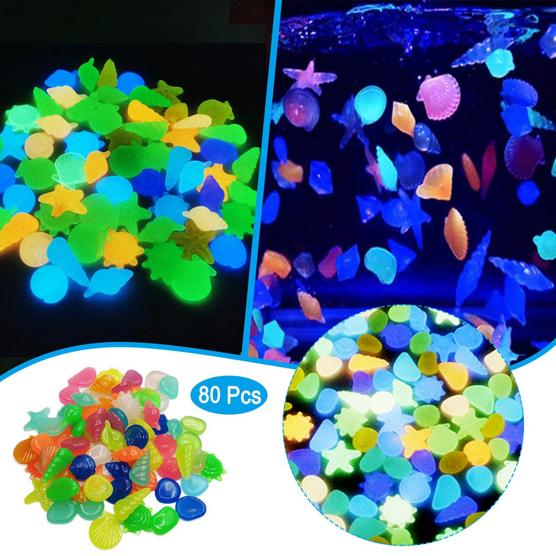 Pietre luminoase care strălucesc în întuneric Pietricele strălucitoare Gazon rezervor de pește Acvariu Grădină Curte Pietre luminoase decorative în aer liber